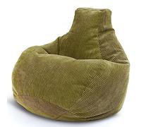 Green Bean© Pouf avec Dossier 80x80x90cm - Gaming Chair avec Remplissage 230L Tissu Velours côtelé - Bean Bag Coussin de Sol Lounge Pouf Fauteuil Relax Gamer Chaise Vert