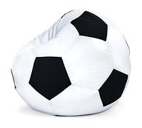 Green Bean© Pouf de Football Rempli de Perles EPS 250L - Enfants & Adultes 90cm Bean Bag Pouf Géant Coussin de Repos Siège Lounge Chair Housse Lavable Fauteuil Gaming Blanc
