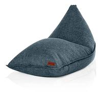 Green Bean© Pouf Triangle 150x100x100cm avec 220 litres de Remplissage de Perles EPS - Doux et Moelleux Lavable - Intérieur Tissu Coussin de Sol Coussin d'assise - Bleu