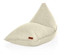 Green Bean© Pouf Triangle 150x100x100cm avec 220 litres de Remplissage de Perles EPS - Doux et Moelleux Lavable - Intérieur Tissu Coussin de Sol Coussin d'assise - Beige