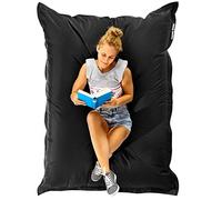 Green Bean© Pouf XXL 140x180cm 380L Enfants&Adultes Bean Bag Remplissage de Perles EPS Pouf Géant Grand Extérieur Outdoor Coussin Repos Siège Sol Lavable Résistant aux Intempéries Lounge Noir