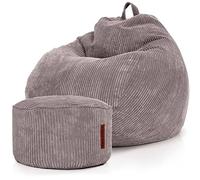 Green Bean© Set de 2 Pouf d'Intérieur XXL + Tabouret avec Remplissage de Perles EPS - Tabouret de Pieds Coussin pour Pieds Repose-Pieds Coussin de Sol Coussin de Repos Coussin de Siège Lounge Chair