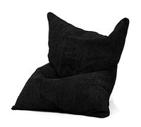 Green Bean© Square XXL Indoor Housse en Velours Côtelé 140 x 180 cm - Housse de Pouf sans Remplissage - 600D Oxford, Cord - Doux, Moelleux, Robuste - Lavable, avec Sac Interne Noir