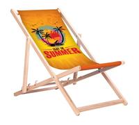 Chaise longue classique en hêtre GreenBlue GB183 avec l'inscription « Enjoy The Summer »