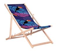 Chaise longue classique en hêtre GreenBlue GB183 avec imprimé toucan