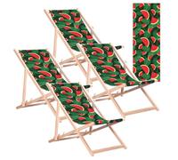 Green Blue Chaises Longues en hêtre (4, Pastèque) | Chaises longues pliantes pour le jardin et la plage | Dossier réglable sur 3 positions | Capacité de charge : 110 kg