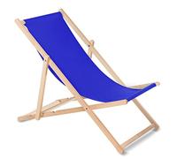 Green Blue Fauteuil de Plage Pliant en hetre Classique Lit de Plage (Bleu foncé)