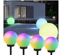 Green Blue GB165 Lot de 4 lampes solaires d'extérieur - Boule lumineuse LED - Éclairage de jardin - Différentes couleurs d'éclairage (couleur, 4 pièces - 25 cm)