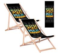 Green Blue GB183 Chaises Longues en hêtre | Chaises Longues Pliantes pour Le Jardin et la Plage | Dossier réglable sur 3 Positions | Capacité de Charge : 110 kg (Summer Vibes)
