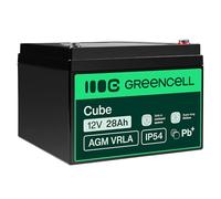 Green Cell AGM 12V 28Ah VRLA Batterie au Plomb pour Bateaux et Yachts | pour Onduleurs, Systèmes Photovoltaïques, Panneaux Solaires, Alarmes Incendie, Télécommunications et Camping-cars