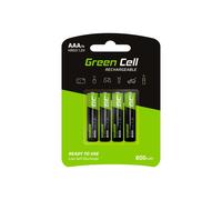 Green Cell GR04 : Pack de 4 Piles Rechargeables AAA NiMH 1.2V 800mAh, hauteur 44.5mm, température d'opération -20°C à 60°C
