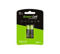 Green Cell GR05 : Pile Rechargeable AA NiMH 1.2V 2600mAh - Set de 2, Température de Fonctionnement -20°C à 60°C, Emballage Blister