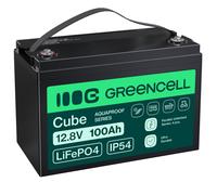 Green Cell LFPGC12V100AH CUBE Batterie LiFePO4 100Ah 12.8V 1280Wh Lithium-Fer-Phosphate pour Photovoltaïque, Caravanes, Bateaux