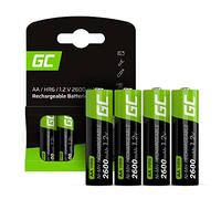 Green Cell Piles Rechargeables 2600 mAh 1.2V, Lot de 4 - Batterie Type AA Ni-MH Pré-chargées Ready-to-Use Haute capacité HR6 Pile Faible Auto-décharge, Mignon Batterie