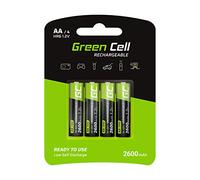 Green Cell Piles Rechargeables AA 2600 mAh 1.2V - Lot de 4 Batteries Ni-MH | Idéal pour Les Jouets, les Télécommandes, Les Appareils Photo et Autres Appareils électroniques