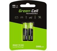 green cell rechargeable batteries 2x aa hr6 2000mah Noir G