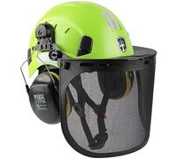 GREEN DEVIL Casque de Protection pour tronçonneuse, Casque de Protection forestière, Casque de sécurité avec Protection auditive et visière 3 en 1