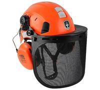GREEN DEVIL Casque de Protection pour tronçonneuse, Casque de sécurité avec Protection auditive, Cache-Oreilles et Protection du Visage, Ventilation Confortable, Casque de Travail
