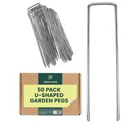 Green Haven Lot de 50 piquets de Jardin galvanisés Robustes en Forme de U pour Membrane, piquets en métal galvanisé pour Filet, Gazon Artificiel, aménagement paysager et Tissu de barrière Contre Les