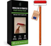 Green Home Rouleau hérisson pour papier peint, 150 mm - picots inox de 7 mm, manche en bois de 50 cm, outil pour décoller le papier peint