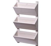 Green Label 58381FSCe : jardinière murale avec 3 pots | Support à fleurs en bois | Échelle à plantes murale | Support à plantes pour jardin/terrasse/balcon | 38 x 17,5 x 79 cm | Blanc