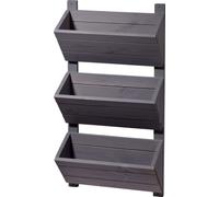 Green Label 58382FSCe : jardinière murale avec 3 pots | Support à fleurs en bois | Échelle à plantes murale | Support à plantes pour jardin/terrasse/balcon | 38 x 17,5 x 79 cm | Gris