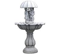 Green Lane Garden Grande fontaine d'extérieur en pierre blanche reconstituée - Résistante aux intempéries, décorative, fontaine d'eau pour enfants avec parapluie