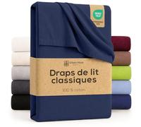 Green Mark Drap Plat 100% Coton - Drap Classique sans élastique, Doux pour la Peau, Facile d’Entretien, Lavable à Haute température - Bleu Marine - 180x275 cm
