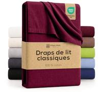 Green Mark Drap Plat 100% Coton - Drap Classique sans élastique, Doux pour la Peau, Facile d’Entretien, Lavable à Haute température - Rouge Bordeaux - 180x275 cm