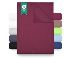 Green Mark Drap Plat 100% Coton - Drap Classique sans élastique, Doux pour la Peau, Facile d’Entretien, Lavable à Haute température - Rouge Bordeaux - 180x275 cm