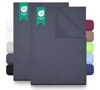 Green Mark Draps Classiques - Lot de 2 draps Plats en 100 % Coton, sans Coins élastiques, Doux pour la Peau, faciles d'entretien, lavables à Haute température - Gris Anthracite - 150x250 cm