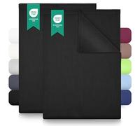 Green Mark Draps Plats Classiques - Lot de 2 draps Plats 100 % Coton, sans élastique, Doux pour la Peau, faciles d’Entretien, lavables à Haute température - Noir - 240x275 cm