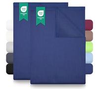Green Mark Draps Plats Classiques - Lot de 2 draps Plats 100 % Coton, sans élastique, Doux pour la Peau, faciles d’Entretien, lavables à Haute température - Bleu Marine - 240x275 cm