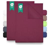 Green Mark Draps Plats Classiques - Lot de 2 draps Plats 100 % Coton, sans élastique, Doux pour la Peau, faciles d’Entretien, lavables à Haute température - Rouge Bordeaux - 240x275 cm