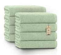 Green Mark Lot de 8 Serviettes de Toilette 100% Coton, Douces et absorbantes, de qualité supérieure, pour Salle de Bain, Spa et Fitness, 50 x 100 cm, Vert Mousse