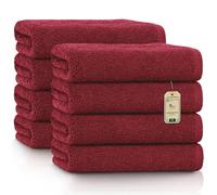 Green Mark Serviettes - Lot de 8 pièces - 100% Coton, Douces et Ultra-Absorbantes, Qualité Premium pour Salle de Bain, Spa et Salle de Sport, 50 × 100 cm, Rouge Bordeaux