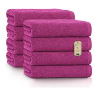 Green Mark Serviettes - Lot de 8 pièces - 100% Coton, Douces et Ultra-Absorbantes, Qualité Premium pour Salle de Bain, Spa et Salle de Sport, 50 × 100 cm, Rose