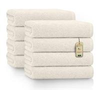 Green Mark Serviettes - Lot de 8 pièces - 100% Coton, Douces et Ultra-Absorbantes, Qualité Premium pour Salle de Bain, Spa et Salle de Sport, 50 × 100 cm, Naturel/Crème
