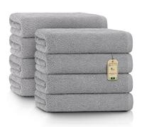 Green Mark Serviettes - Lot de 8 pièces - 100% Coton, Douces et Ultra-Absorbantes, Qualité Premium pour Salle de Bain, Spa et Salle de Sport, 50 × 100 cm, Gris Argenté