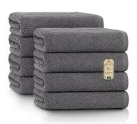 Green Mark Serviettes - Lot de 8 pièces - 100% Coton, Douces et Ultra-Absorbantes, Qualité Premium pour Salle de Bain, Spa et Salle de Sport, 50 × 100 cm, Gris Anthracite