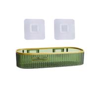 (Green) Multifunctional Shower Holder No Drilling Bathroom Storage Shelf Waterproof Shampoo and Shower Gels Holder Makeup Rack Clear