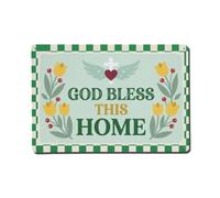Green Star Plaque en métal Motif croix florale Inscription God Bless This | Décoration murale ronde en métal pour café, club, cave, jardin 20,3 x 30,5 cm