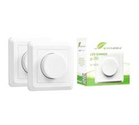 greenandco 2x gc-200 Variateur encastré | pour LED et halogène | 1-200 watts | convient aussi pour les ampoules traditionnelles et pour les circuits va-et-vient | blanc