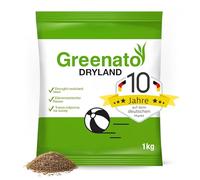 Greenato Dryland Gazon a Semer 1kg Gazon Resistant a la Sécheresse ≤40m² | Graines de Gazon, Pelouse a Semer, Graines d'herbe Rapide et Resistante, Gazon Terrain Sec, De Nombreuses Variantes, Grass