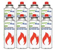 GreenBlue - 8x Bouteille de gaz - Cartouche de gaz de 227 g. Certificat : Pi 0875 conforme à la norme EN 417 butane