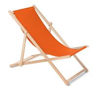 GreenBlue Fauteuil de plage pliant en hetre classique Lit de plage (orange)