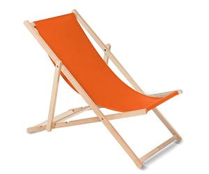 GreenBlue Fauteuil de plage pliant en hetre classique Lit de plage (orange)