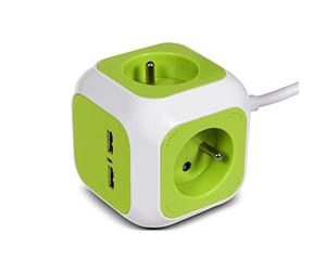GreenBlue GB118 MagicCube Prise de Courant Quadruple, 2 entrées USB 1.4m