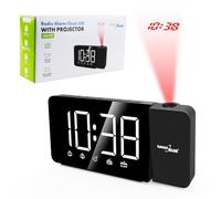 GreenBlue GB172 Radio Réveil Numérique avec Projecteur de Temps, Grand écran LED, Radio FM, Alimentation USB, Snooze, 12/24h, Noir