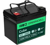 GreenCell® Rechargeable Batterie AGM 12V 33Ah accumulateur au Gel Plomb Cycles sans Entretien VRLA Battery étanche | Photovoltaïque | Caravane Energie Solaire Batterie Voiture | Fauteuil Roulant